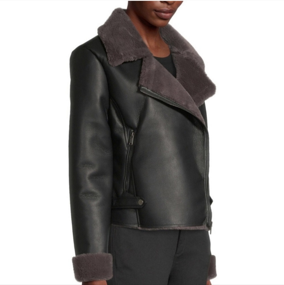a.n.a Midweight Fur Lined Motorcycle Jacket size XL/16 - Picture 9 of 12